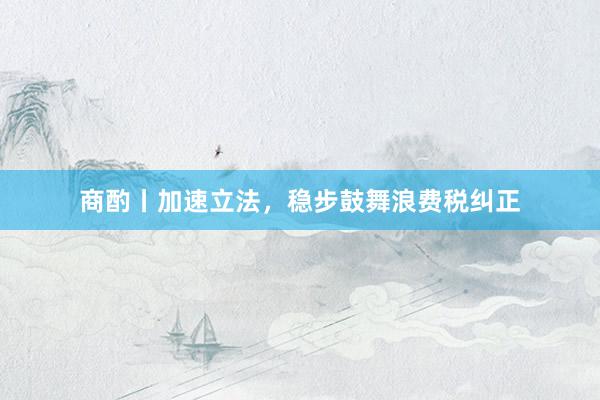 商酌丨加速立法，稳步鼓舞浪费税纠正