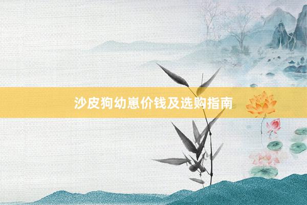 沙皮狗幼崽价钱及选购指南